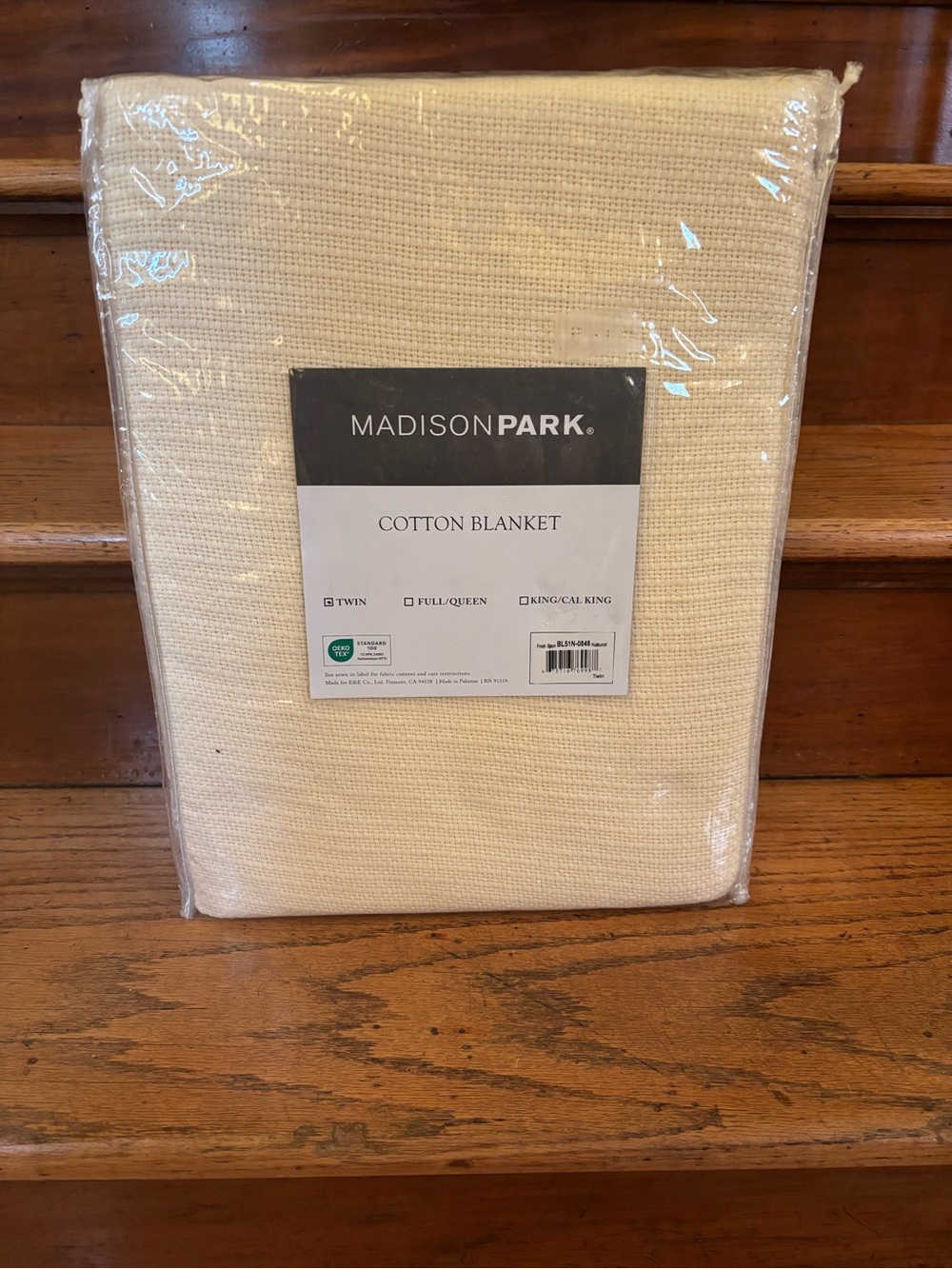 Madison Park Natural Cream Cotton Waffle Blanket